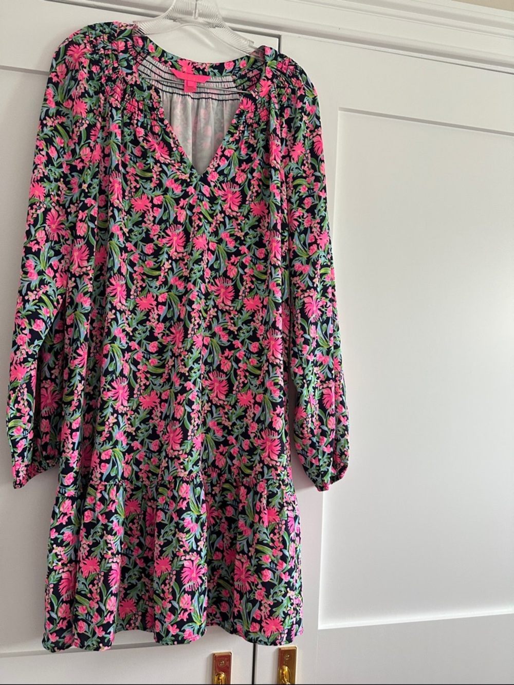 Lilly Pulitzer Pink & Green Floral Trim Dress